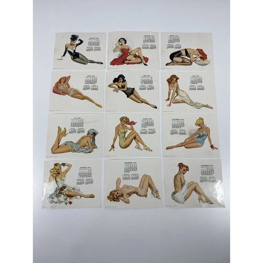 1954 Esquire Magazine Desktop Pinup Calendar Holder ~ 12 Months